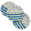 BLUE GOLDEN DOT PAPER PLATES - PACK OF 10 PAPER PLATES - BLUE GOLDEN THEME PAPER PLATES. 
