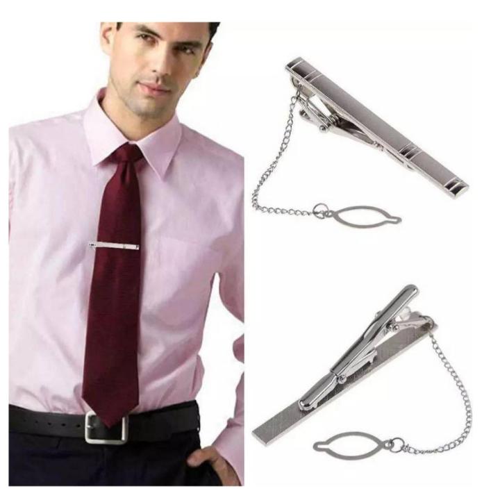 New 2023 Design Tie pin, Tie Clip with chain silver