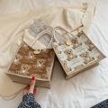 Women Cute Bear Pattern Shoulder Bags Flax Girl Student Handbag Outdoor Handbags Casual Lunch Bag Underarm Bolsos Lonchera Sac. 