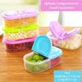 1 Pc - 2 Grid Reusable Plastic Food Storage Containers with Lids, Refrigerator Crisper Box Fresh Snacks Fruit Storage Box - Random Color. 