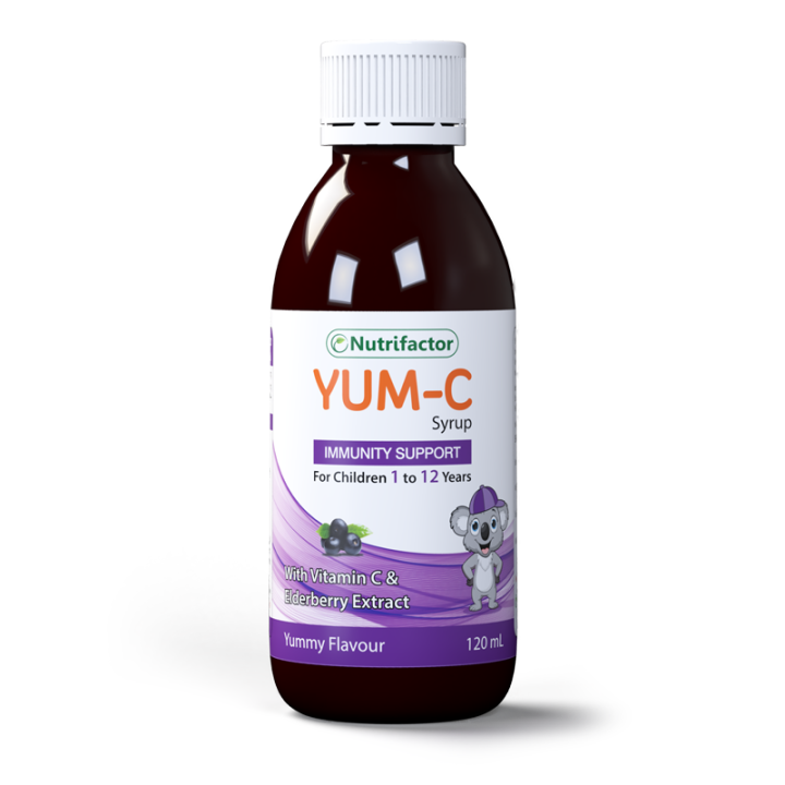 Nutrifactor Yum-C Syrup - Vitamin C & Black Elderberry for Kids | Immunity Booster, Respiratory Health & Antioxidant Support | 120 mL