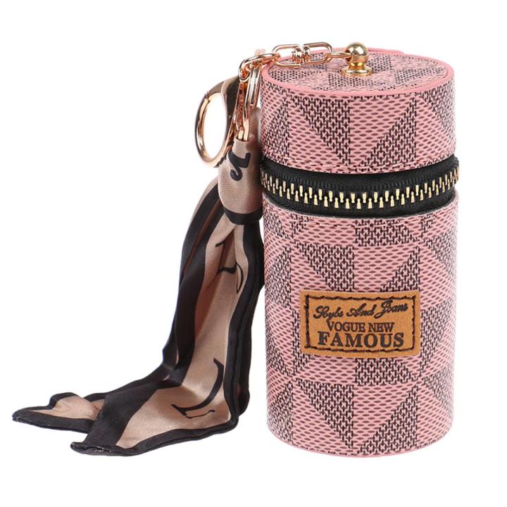 Leather Bucket Lipstick Bag Keychain Storage Bag Pendant Accessories Gifts