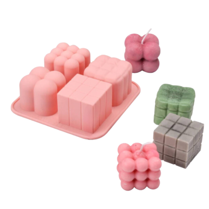 High Quality Food Grade Silicone 4 Cavity Wax Molds 3d Silicon Molds for Candles- DIY Food Grade Silicone Resin Art Mold - Bubble Candle Mold