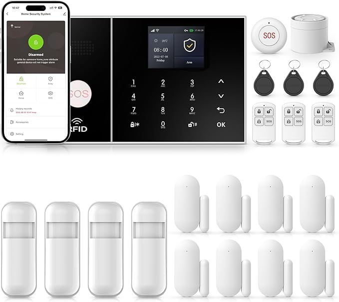 WiFi Smart Home Alarm System - Wireless Security Kit with Siren & PIR ...