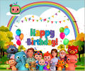 COCOMELON Birthday Theme Backdrop / Birthday Theme Decoration / COCOMELON Theme Printed on Panaflex Size 4x4 Feet. 