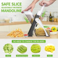 Vegetable Cutter with spring slicer Pump, 5 in 1 Spring Slicer & Multifunctional Vegetable Chopper, Mandoline Slicer, Cutter with Chopper , Container and Vegetable Fruit Slicer. 
