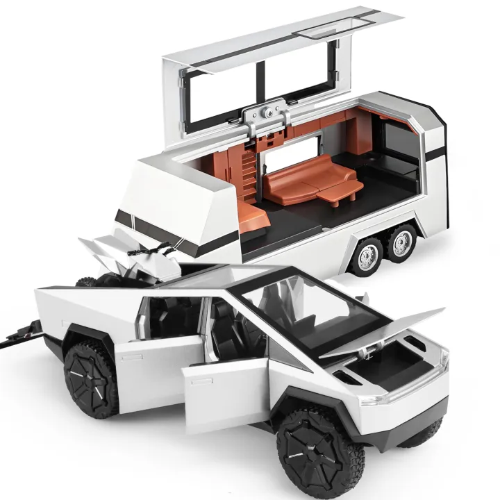 1:32%20Diecast%20Tesla%20Cyber%20Truck%20with%20Quad%20Bike%20and%20Pickup%20Trailer%20RV%20Set%20Model%20Toy%20%7C%20Alloy%20Metal%20Body%20%7C%20Music%20and%20Lights%20-%20Image%205