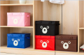 Pack of 2 - Foldable Cute Bear Oxford Cloth Storage Box Square Storage Boxes For Home Bedroom Fabric Clothing Toys CD Organizer Case. 