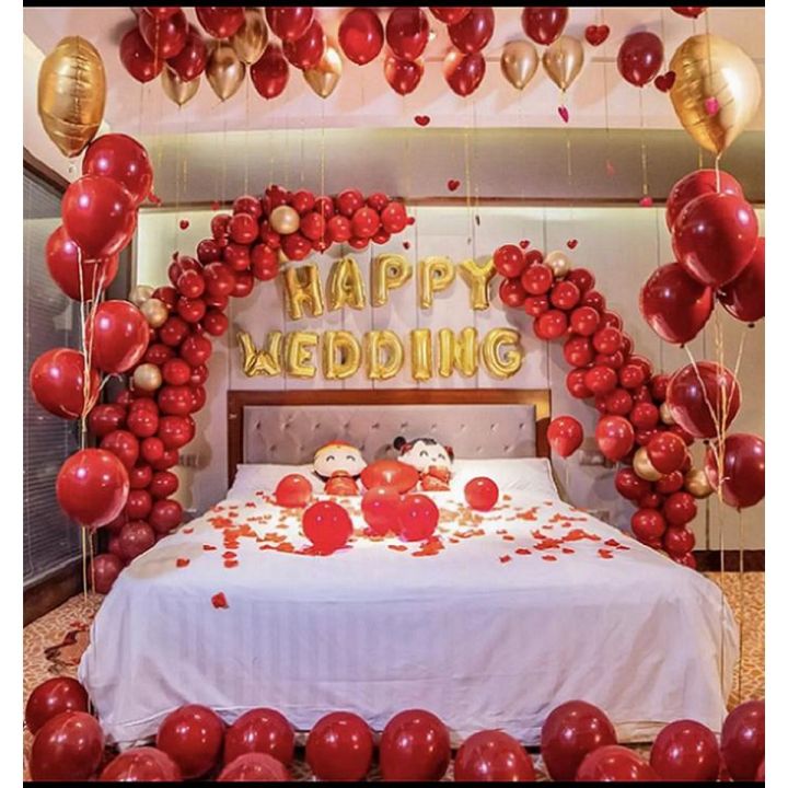 Pack of 100 Shining Red Romantic Wedding Room new Bedroom Wedding decoration Scene Layout Set Balloons
