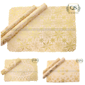 Table Mat 3PC Set Placemat Coaster Dressing Table side table Centre Table  Golden  16"x 32" - QS Bedding. 