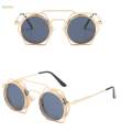 Retro Steampunk Sunglasses, Outdoor Sun Shades, Protection Trendy Gothic Circle Eyeglasses, Glasses for Womens Adult Men , Gold Gray. 