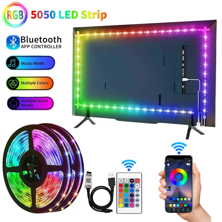5 Meter 5V DC USB Bluetooth LED Strip Light SMD 5050 RGB Flexible LED ...