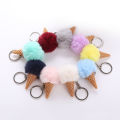 Ice cream Keychain Glitter Pompom Key Chain Gifts for Women Car Bag Accessories Key Ring accessories. 