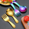 Stainless Steel Fork Spoon Set Mini Stainless Steel Baby Spoon Fork Set for Dessert Tea Soup Kitchen Utensils Polished Cutlery Set. 