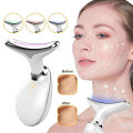 Face Lifting Neck Massager EMS Skin Tightening Device 3 Color LED Light Photon Therapy Neck Wrinkle Remover Beauty Tools. 