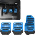 Premium Aluminum Alloy Universal 3PCS Non-Slip Car Pedal Covers For Manual Transmission -Blue-. 