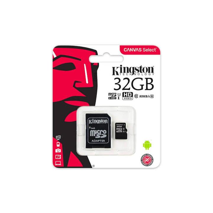 Kingston Memory Card 32GB Micro SDHC Flash Memory Card -DSLR Supported - Micro SD Card with jacket Adopter
