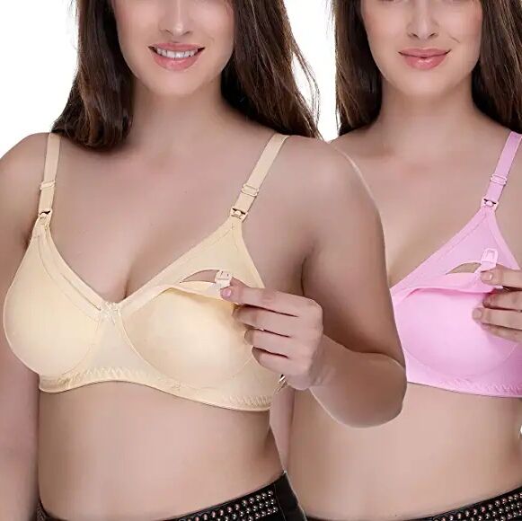 Women's Cotton Breastfeeding Nursing Bra - Full Coverage, Wire-Free, Adjustable