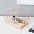 Storage Wire Basket Gold Rose Wrought Iron Wire Simple Lines Storage Basket Home Desktop Organizer Decoration. 