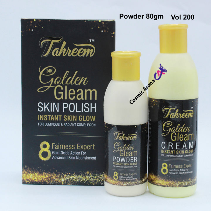 Tahreem Gold Skin Polish 24K Golden Gleam Skin Polish 80gm Powder And 200ml Volume