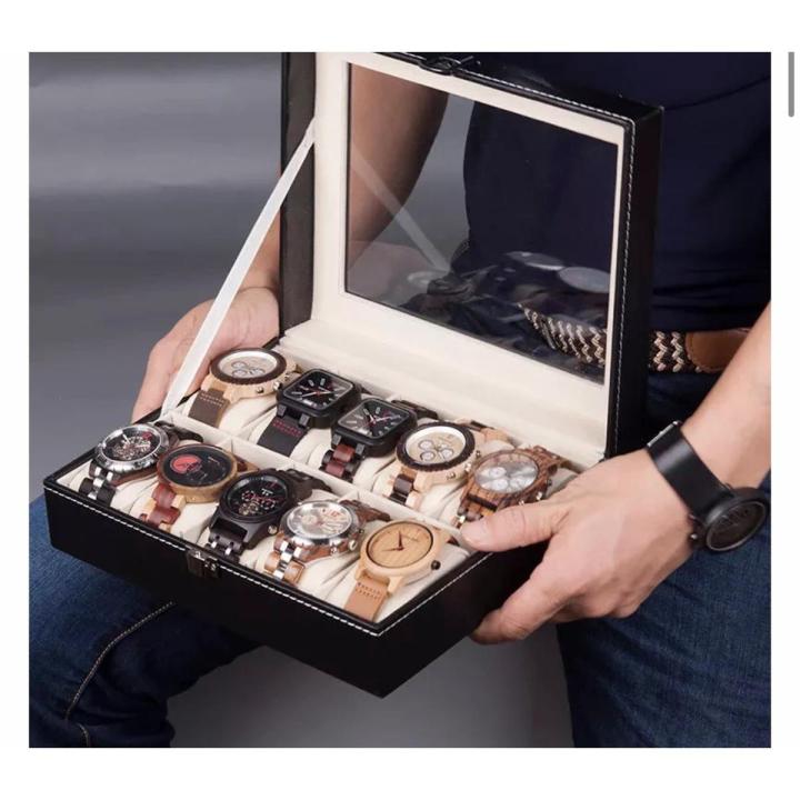Our Newly launched 10 Grids Transparent leather Watch Box With Acrylic Grids Best For Organizing Watches,Bracelets Easily in Our Leather Watch box. Limited Stock Available!!