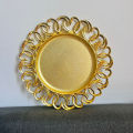 Fancy Golden Round Fiber/Plastic Platter with 13 inches Diameter for Dinner/ Wedding//Engagement/Birthday/Bridal Shower/ Engagement and other festive gatherings / cake serving/ Mithai serving/ Sweet Serving/ Candies/Fruits/Flowers/Nikkah pen Plater/ Gajra. 