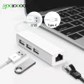 【Miga Plaza】USB Ethernet with 3 Port USB HUB 2.0 RJ45 Lan Network Card USB to Ethernet Adapter for Mac iOS Android PC  RTL8152 USB 2.0 HUB. 