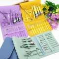 16 Pcs Stainless Steel Color-Coated Manicure and Pedicure Set with Leather Case for Travel and Home Use | Random Color. 