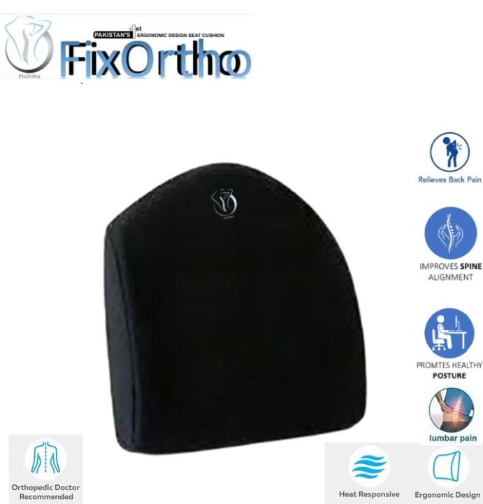 FixOrtho Back Form Chair Cushion - Lower Back Lumbar Support. Economical & Ergonomic back support designed to help your posture