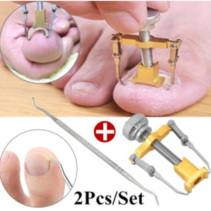 Professional Stainless Steel Ingrow Toenail and Finger Nail Corrector and Lifter Nail Care 2 Pcs Set For Men and Women Personal Use, Ingrown Toe Nail Fixer Manicure Pedicure Recover Embed Toenail Correction Lifter Tool Set