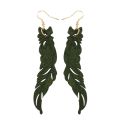 1 Pair Natural Wooden Earrings Hollow Feather Wooden Earrings Wooden Long Earrings Jewelry For Woman. 