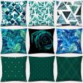 Dark Green Pattern Square Pillowcase Pillow Pillowcase Car Home Decoration Ornament Sofa Bed Decoration Pillow Pillowcase. 