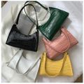 【Happytree】 Underarm Bags Western Style Women's Bag Popular New Trendy Fashion Retro Shoulder Bag Solid Color Soft Surface Baguette Bag. 