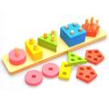 Wooden Geometric Shape Matching 5 Column Blocks Pole For Boys and Girls. 