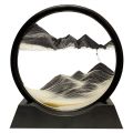 Sandscape Painting 3D Moving Sand Art Hourglass Timer, Decorative Showpiece with Metal Stand. 