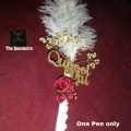 White feathers wooden text Qubool hai red rose Nikkah pen Gift for Bride and Groom. 