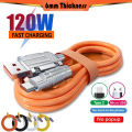 Universal 120W Liquid Silicon Fast Charging Data Cable Micro USB Type C 6mm Thickness for Samsung Redmi Oppo Realme OnePlus. 