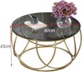 Contemporary Small End Tables for Living Room ,Round Side Tea Coffee Table ,Couch Cocktail Table, Tempered Glass Top and Metal Frame ,Polished Surface. 