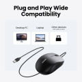 UGREEN USB Wired Mouse 1200 DPI Optical Computer Mouse Ergonomic Design with 1.5m Wire Mice for Laptop, Chromebook, PC. 