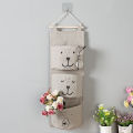 3 Pockets Cute Wall Mounted Storage Bag Closet Organizer Clothes Hanging Storage Bag Children Room Pouch Home Decor. 