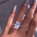 【shengxiong6525】Women's Solitaire Rings big oval silver gold wedding bridal rings cubic ring diamond eternity promise rings. 