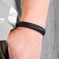 Black PU Leather Magnetic Bracelet Men's Mature and Stable and Elegant Giving Men The Best Gift for Men. 