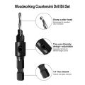 Countersink Drill Bit Set, Woodworking Chamfer Adjustable Countersink Tools on Counter Sink Holes with 1/4inch Hex Shank. 