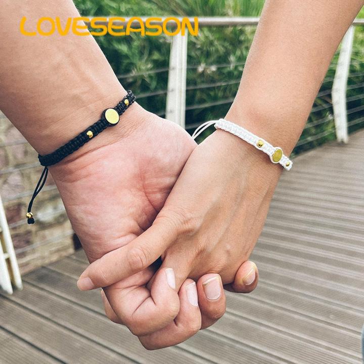 Him Her Commitment Bracelet Retro Titanium Steel Beads Couple Bracelets Adjustable Friendship Wriands Southeast Asian Birthday Gift Couple Matching Bracelets