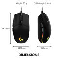 Logitech G102 LIGHTSYNC RGB 6 Button Gaming Mouse (Black). 