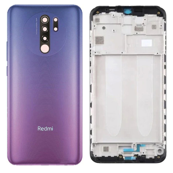 Xiaomi Redmi 9 Middle Frame Housing With Side Button and Camera Lens Complete Body Casing Replacement For Redmi 9 - Purple
