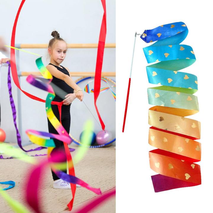 Gymnastic Ribbon Rhythmic Gymnastics Ribbon Vibrant Color Extra Soft Smooth Flexible Dancer Wand for Kids Long Ribbon
