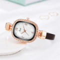 Elegant Rectangle Watches Women Fashion Luxury Shell noodles Quartz Wristwatches Casual Female Leather Watch Montre Femme. 