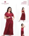Nighty Set 2 Piece Night Wear For Women / Sleepwear Nighty (GOWN + Inner Dress) Black. 