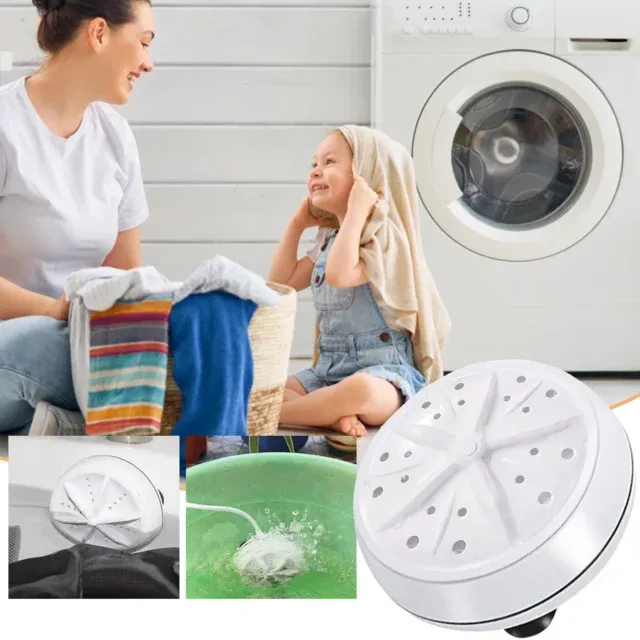New USB Portable Mini Washing Machine with Ultrasonic Turbine Technology, Travel Size Personal Laundry Washer